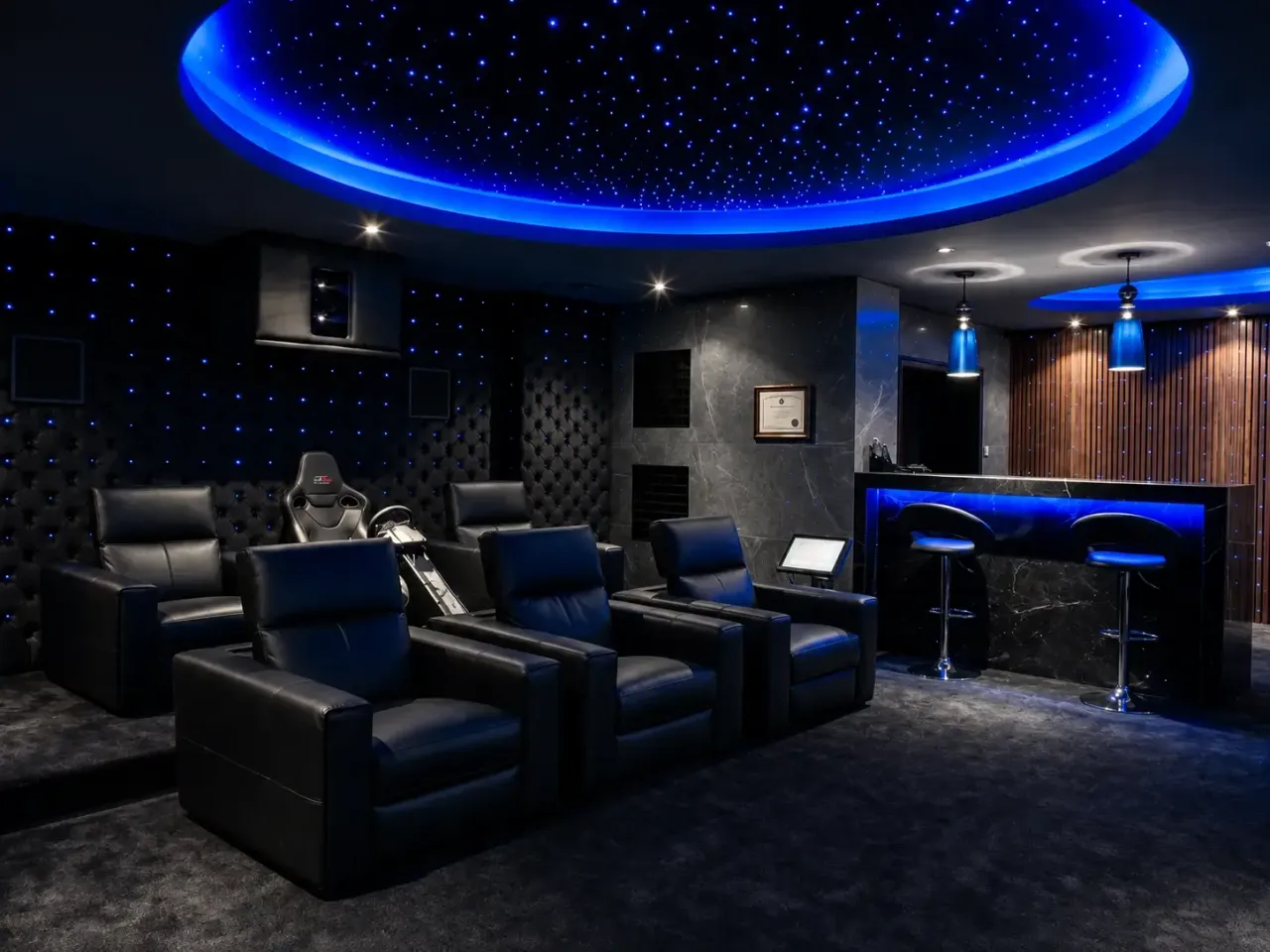 Sala de cine con techo estrellado